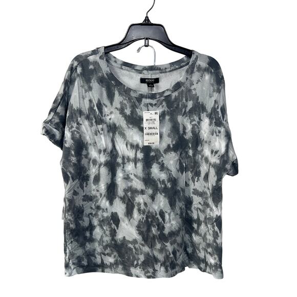 ALFANI WOMENS ULTRA SOFT CASUAL LOUNGE SHORTS SET GREY TIE DYE SIZE XS - Picture 2 of 9